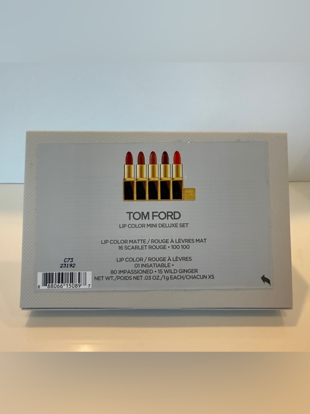 NIB Tom Ford 5-Pc Lip Color Mini Deluxe Set (1g/.03 oz Ea.) 01, 80, 15, 100, 16.